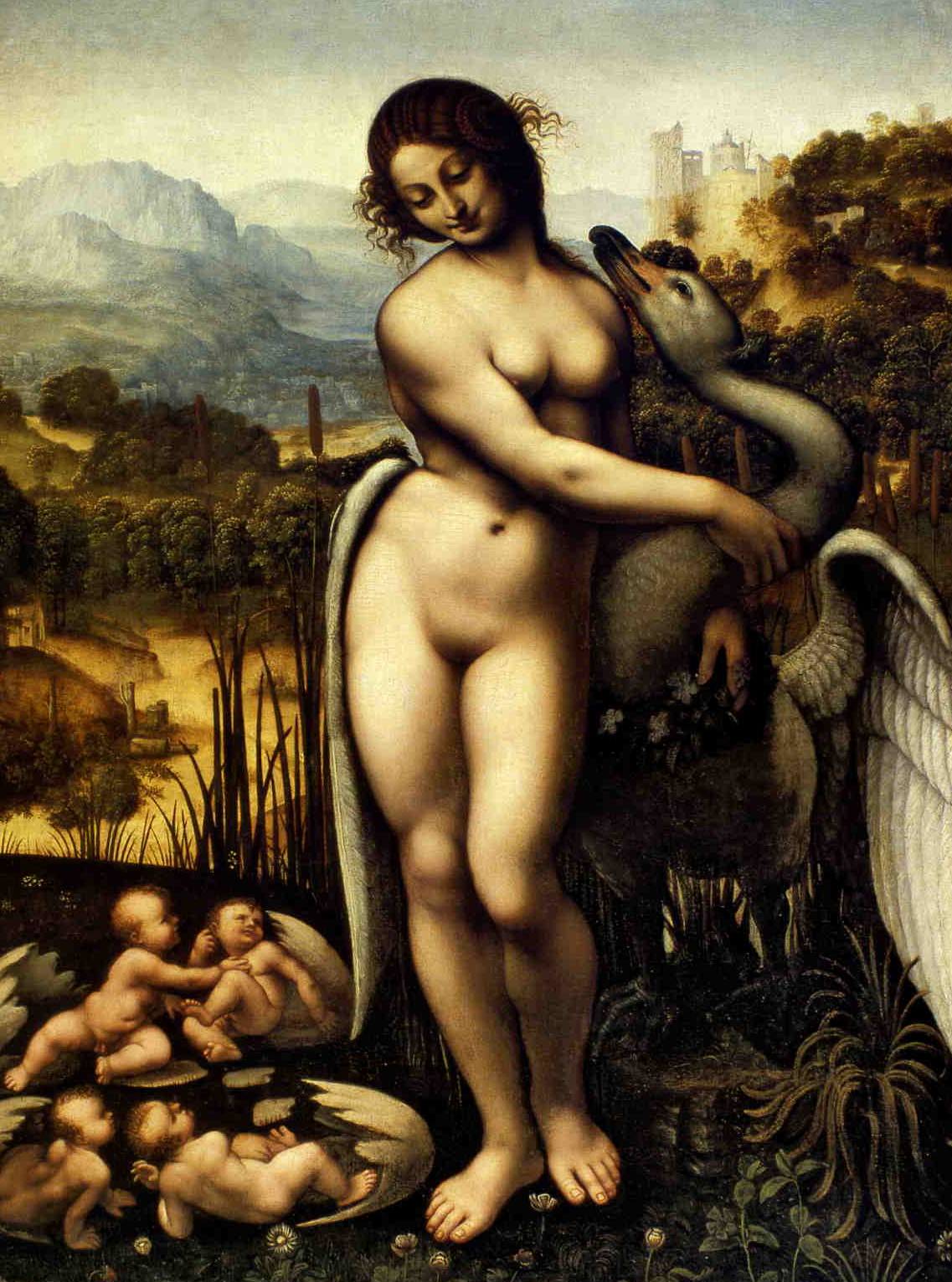 Leda and the Swan, the copies from the followers of Leonardo da Vinci