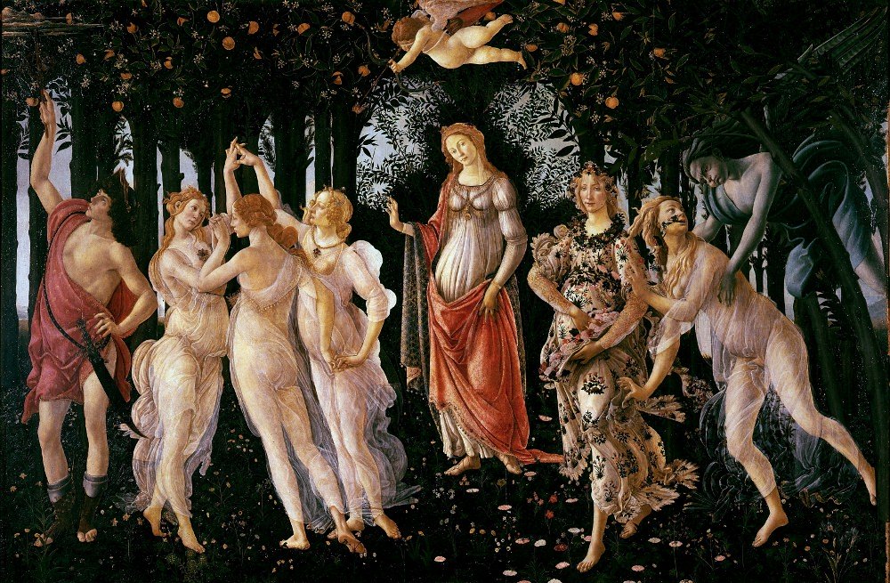 Botticelli's famous mythological painting, Primavera.